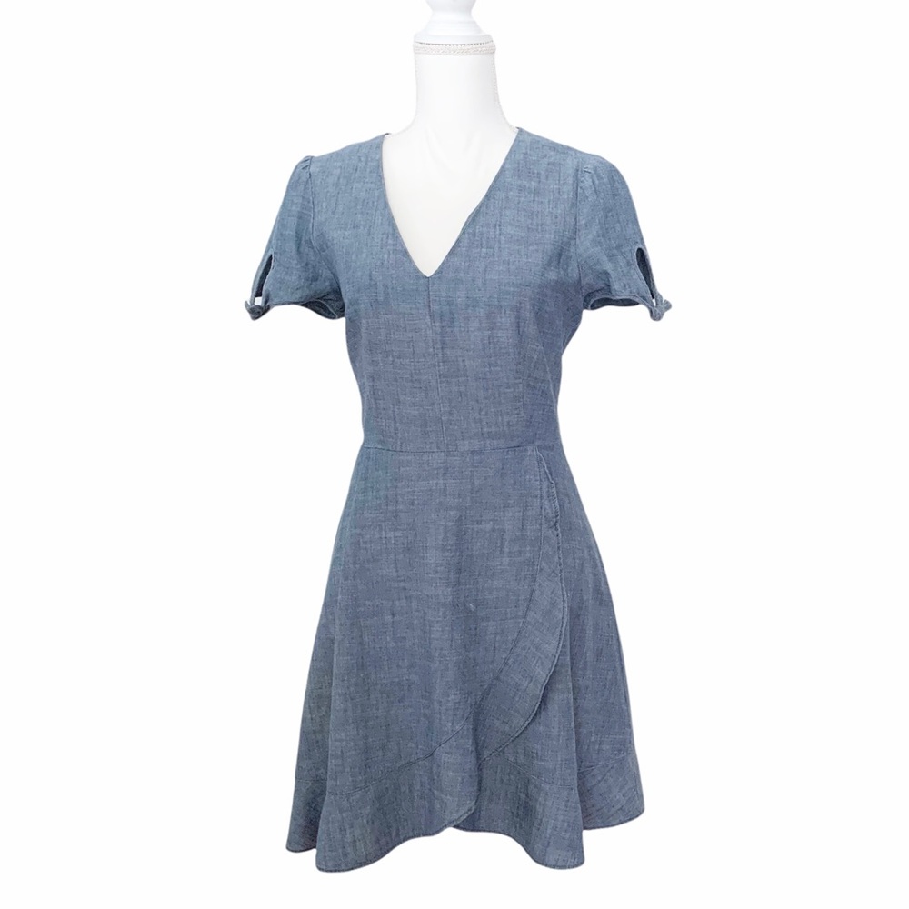 J. Crew Chambray Faux Wrap Dress Size 6